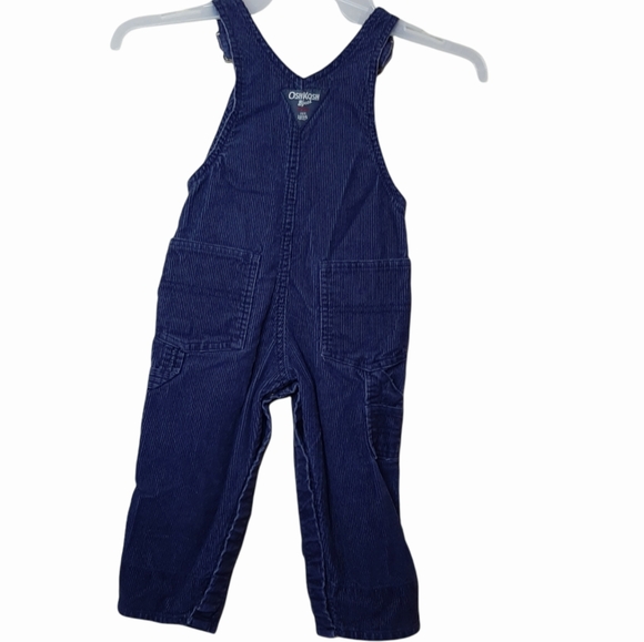 OshKosh B'gosh Blue Plaid Corduroy Vestbak Overalls Bibs Baby Boys Size 18M - Picture 2 of 4